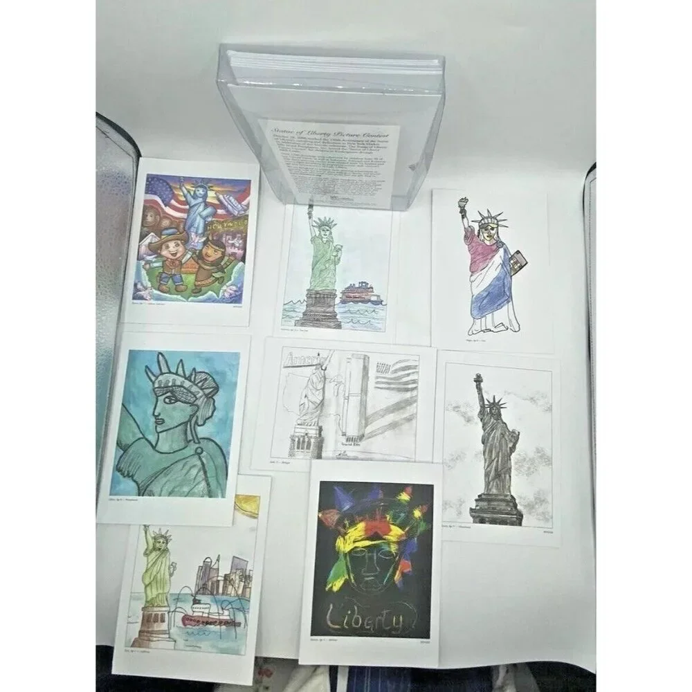 Vintage Notecards Statue Of Liberty Ellis Island Foundation Set Of 8 W/ Envelope